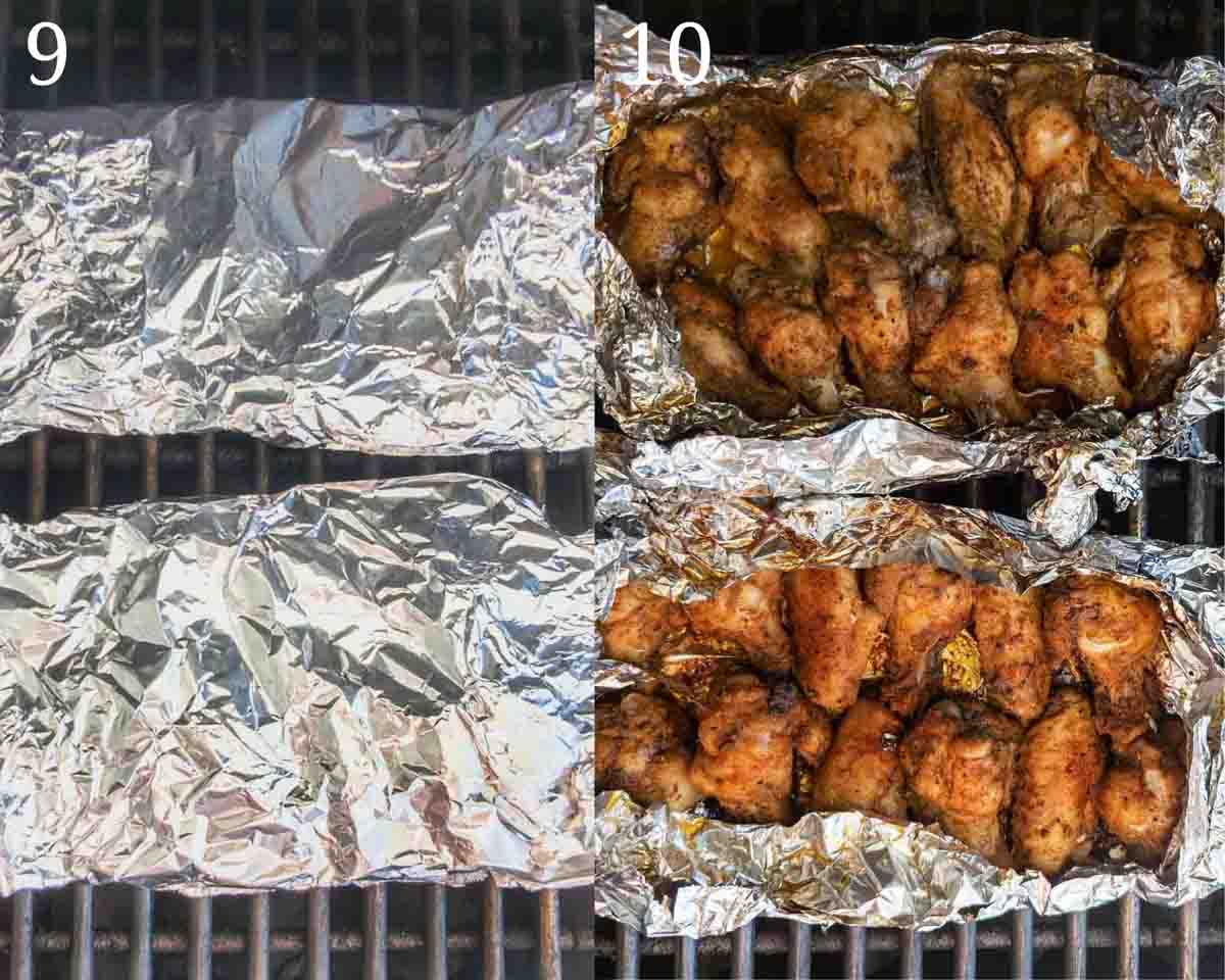 two images showing how to grill cajun chicken wings