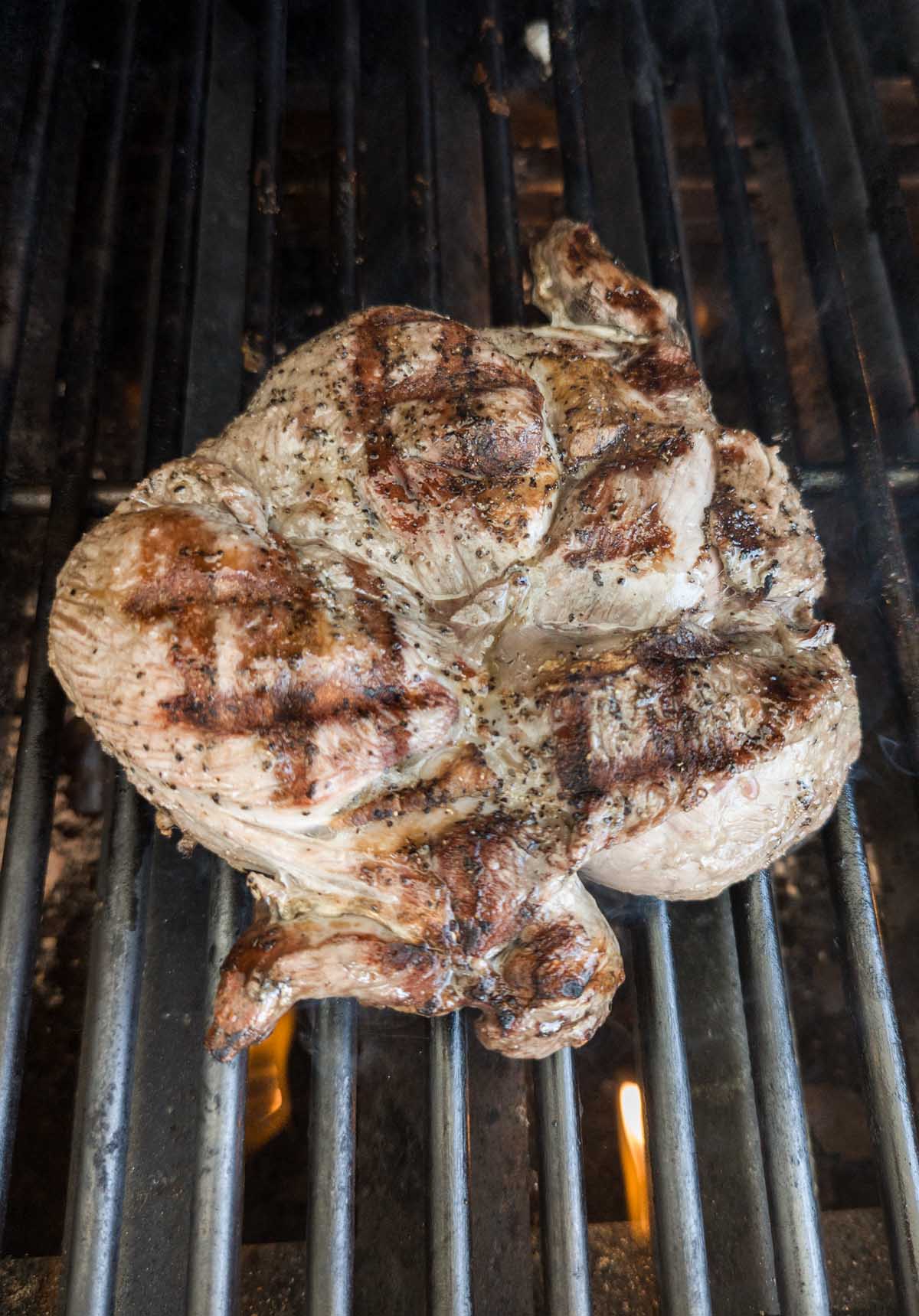 split leg of lamb on the grill
