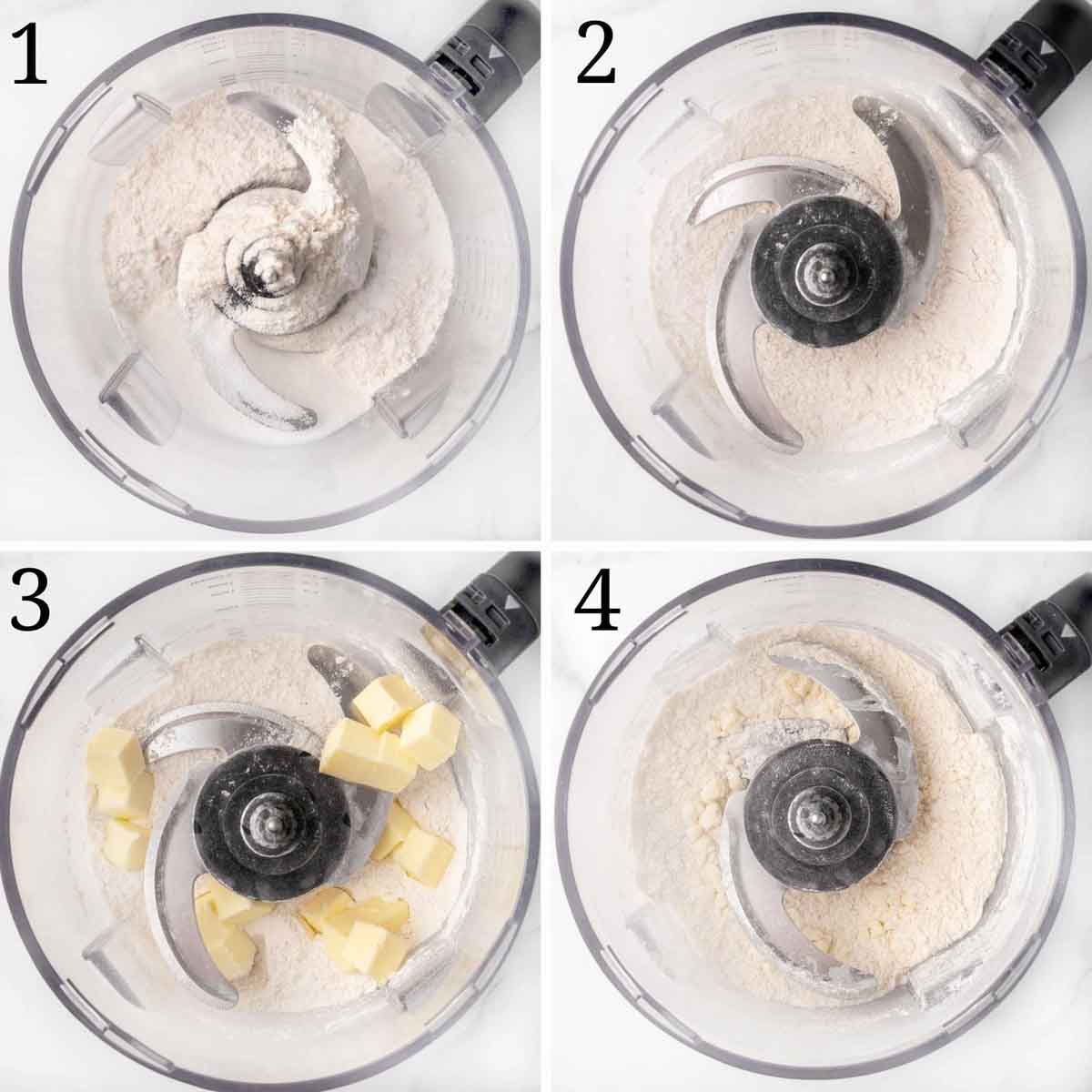 four images showing how to make the pie crust