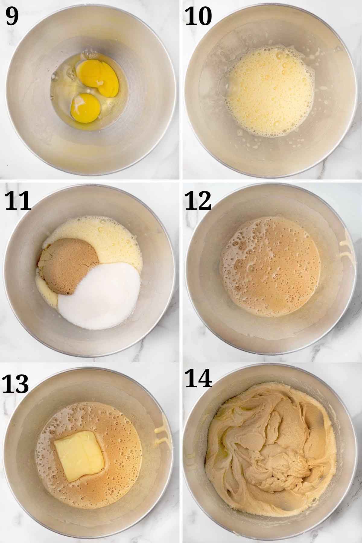 six images showing how to make the cookie pie filling
