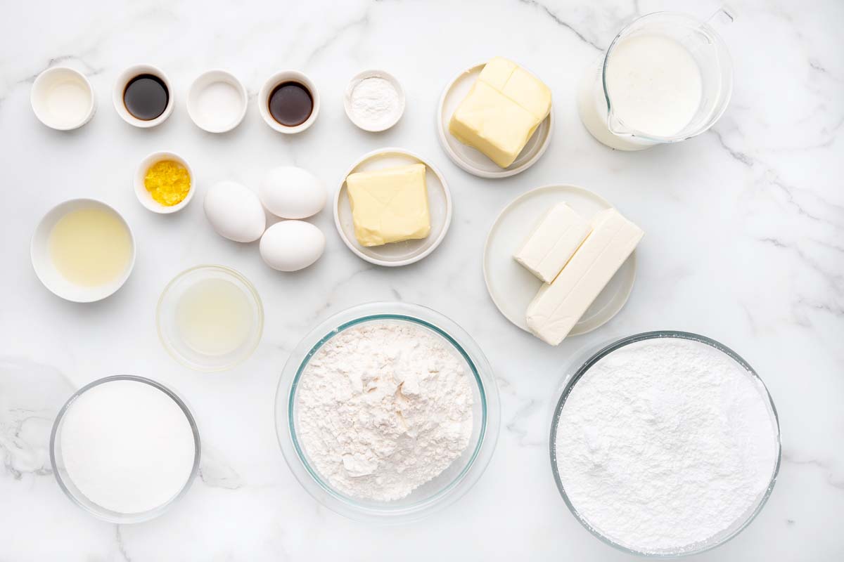 ingredients to make a lemon buttermilk cake