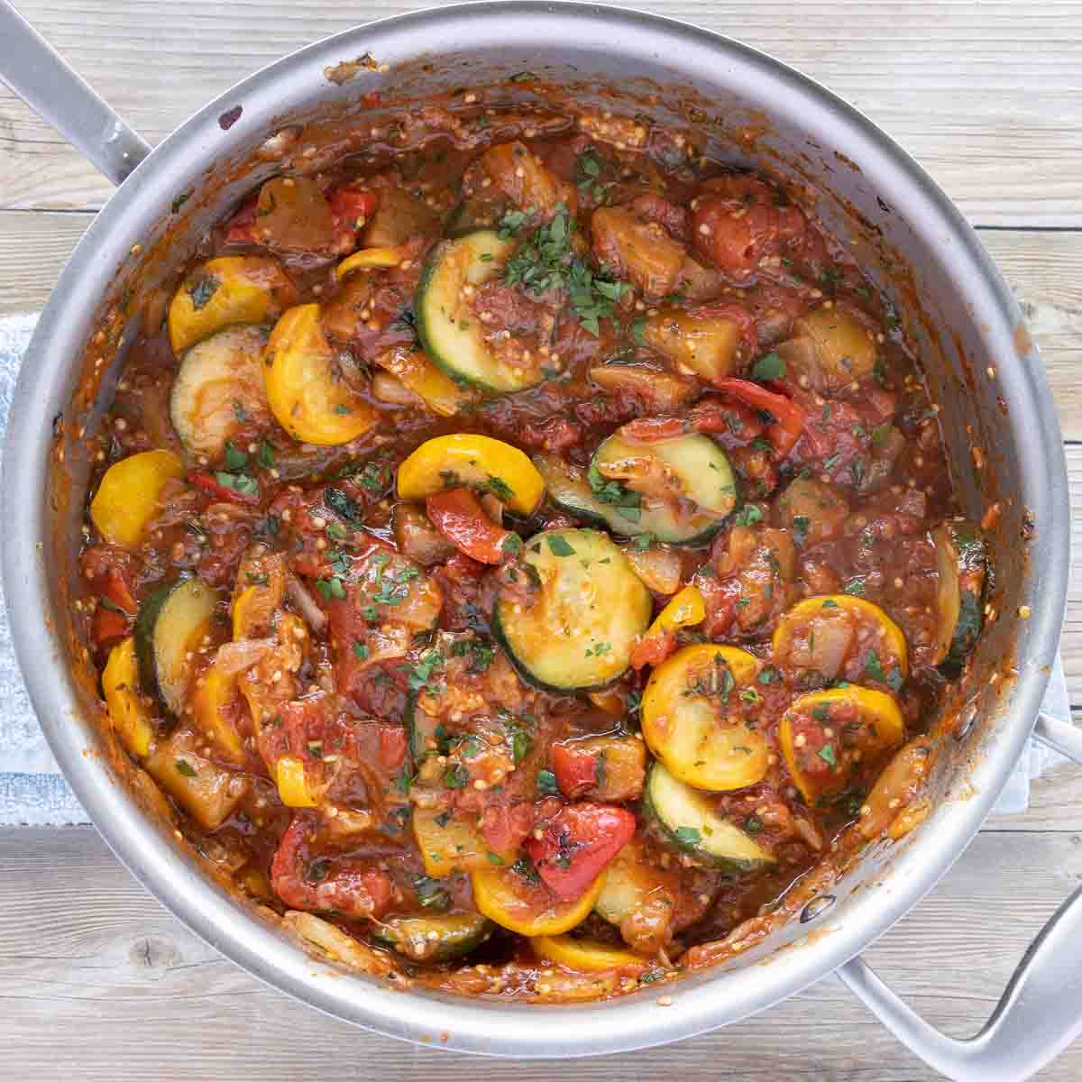 cooked ratatouille in a pot