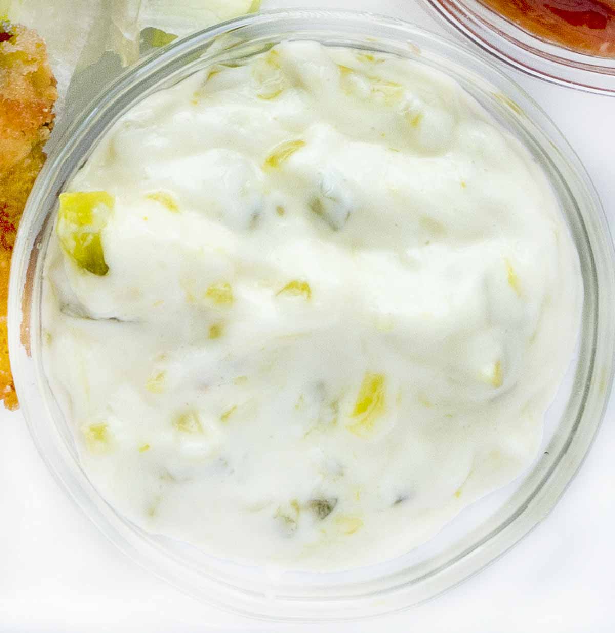 tartar sauce in a glass bowl