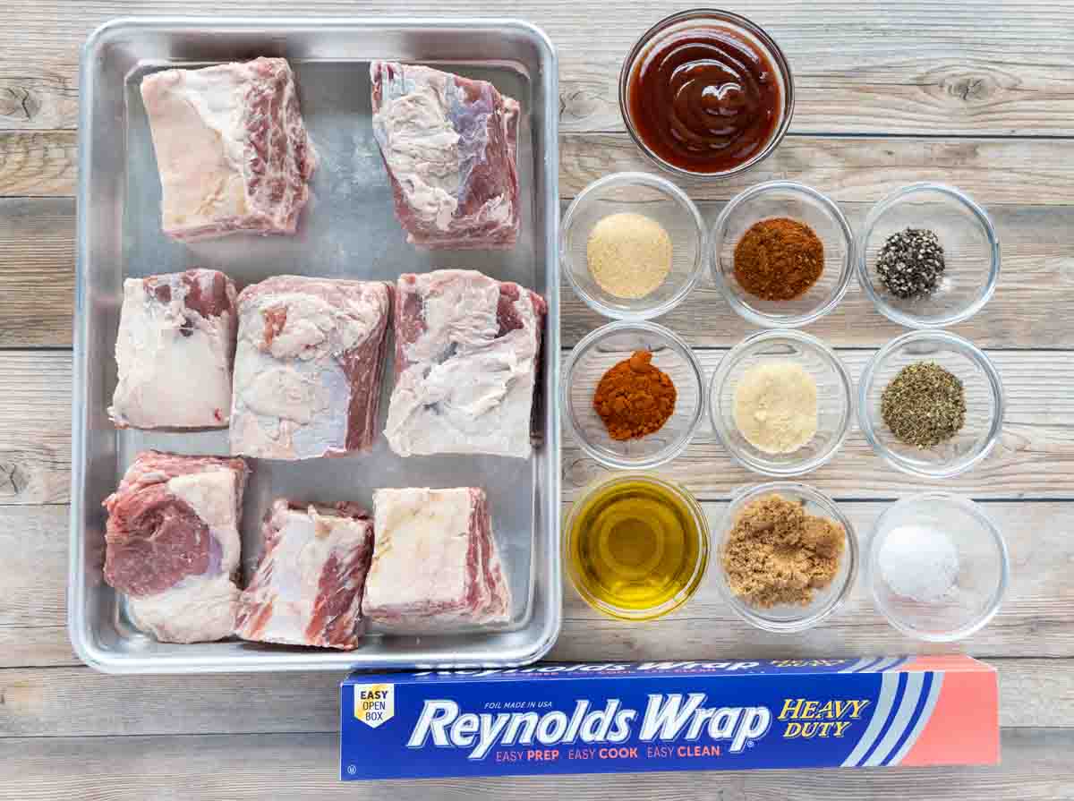 Ingredients to make beef short ribs
