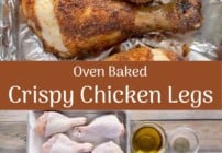 Pinterest image for crispy chicken legs