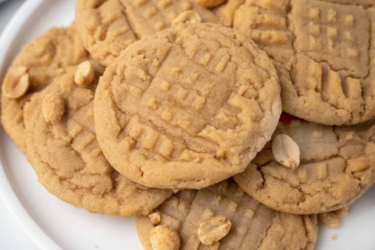 peanut butter cookies on white plate