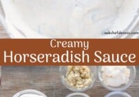 Pinterest image for creamy horseradish sauce