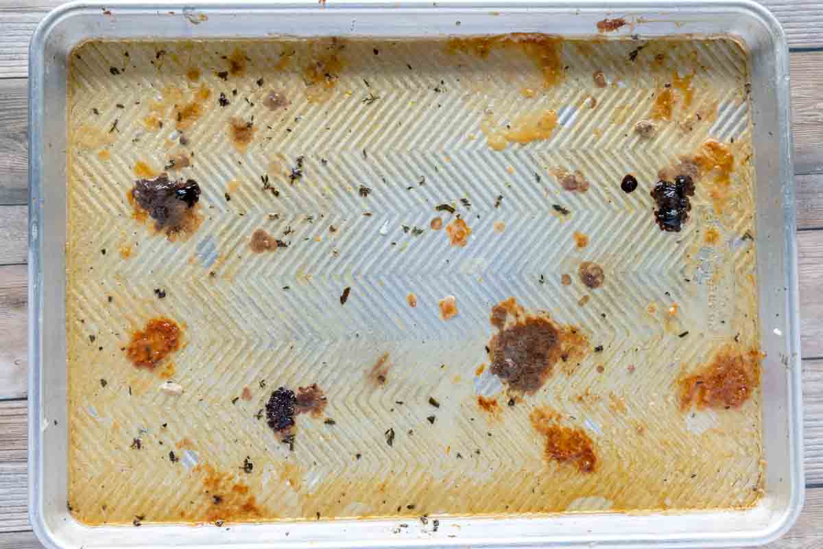 sheet pan with turkey drippings