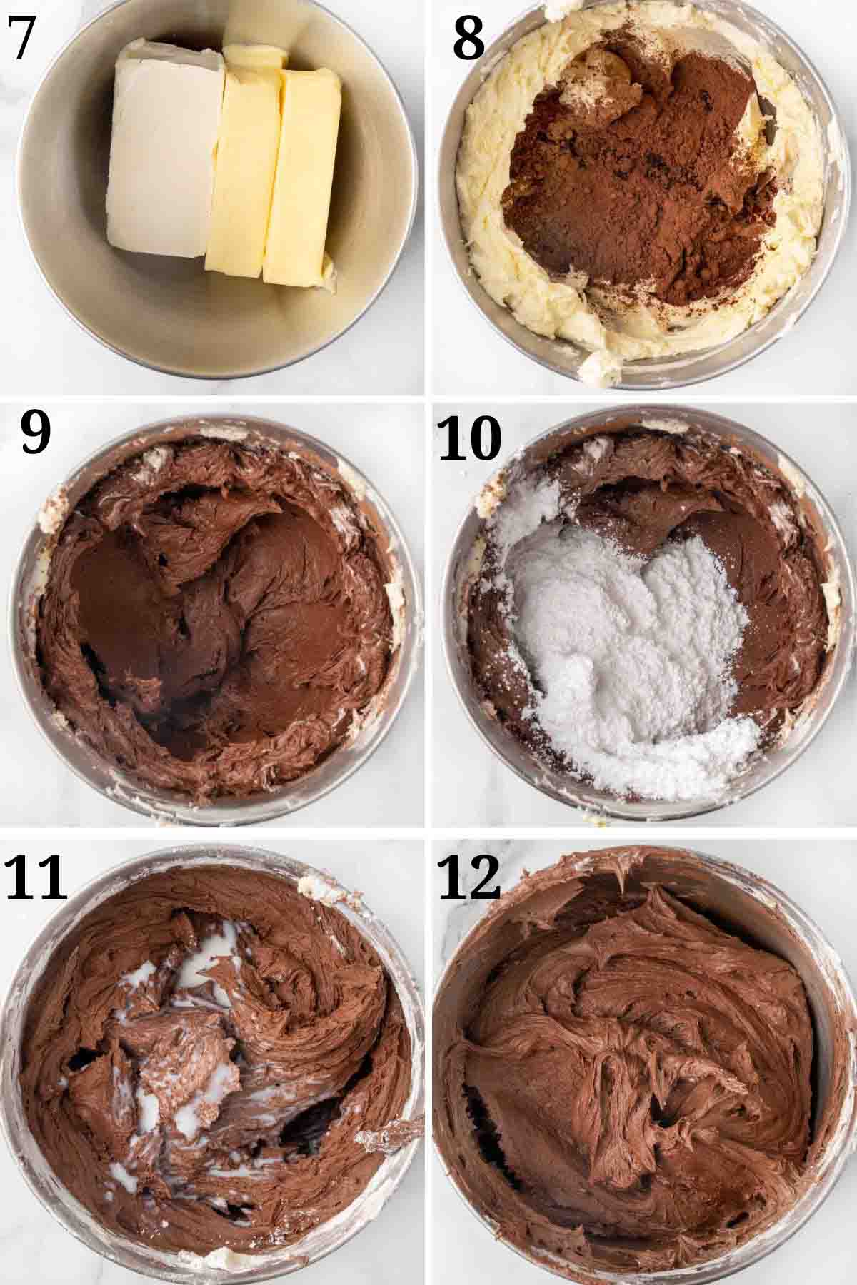 collage showing how to make chocolate frosting