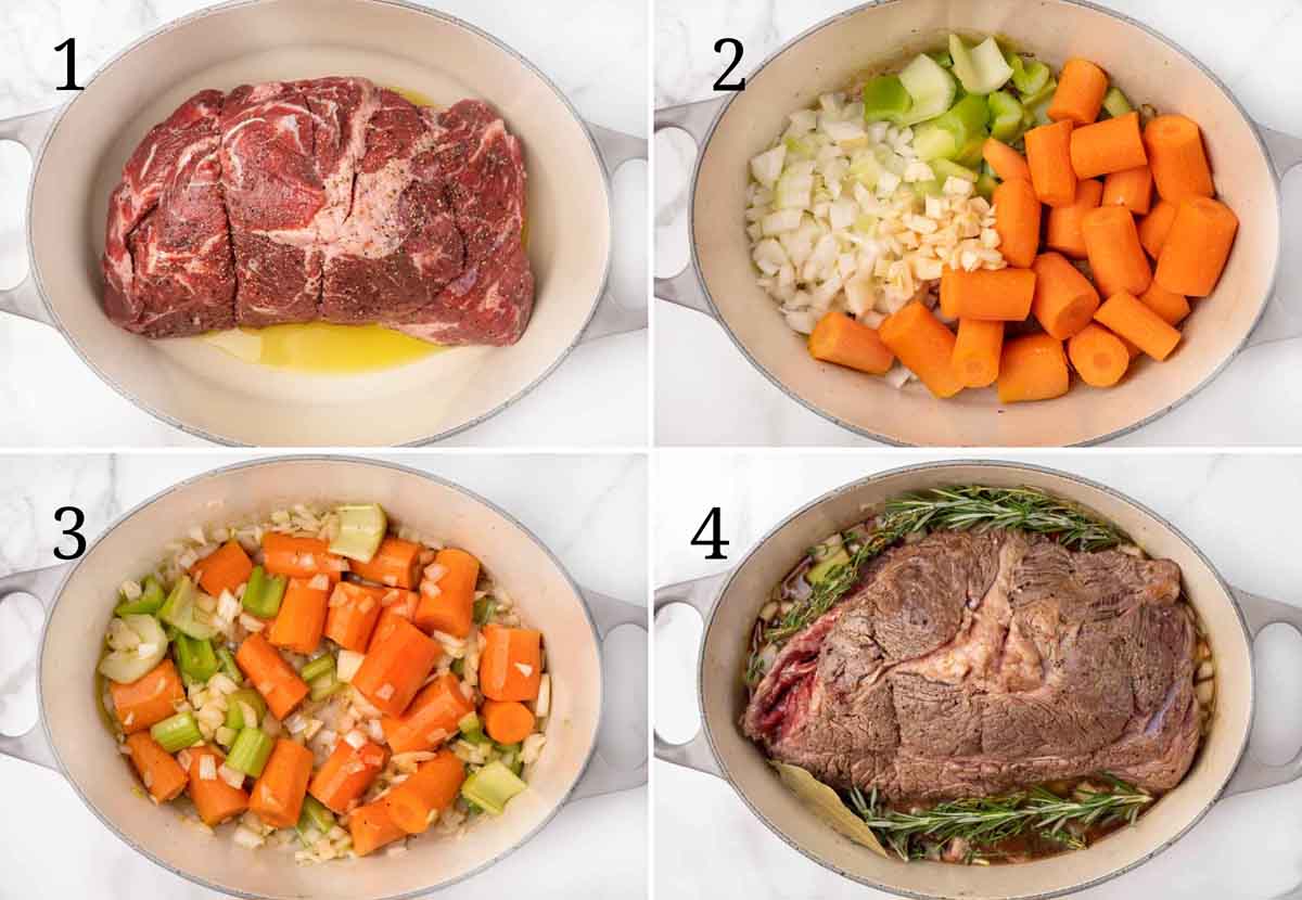 collage of images showing how to prepare roast