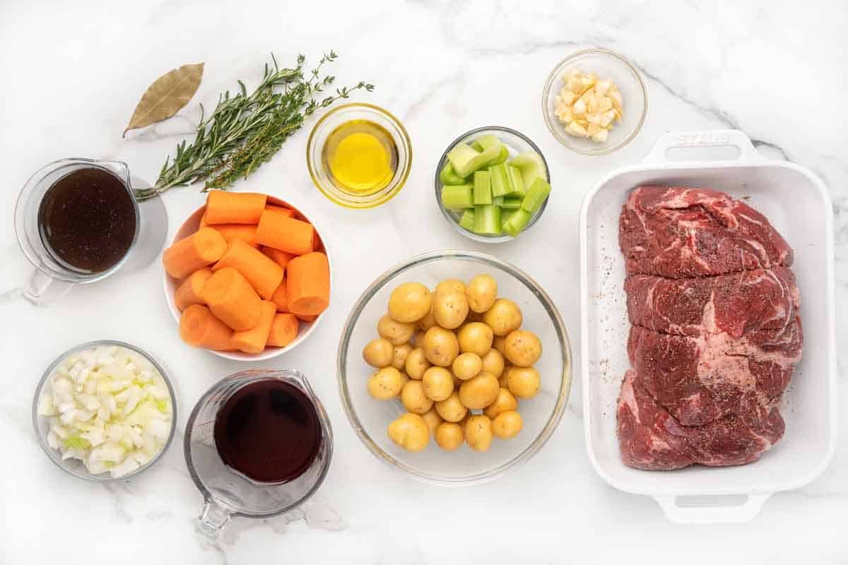 Ingredients to make pot roast.