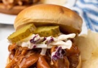 Pinterest image for slow cooker bbq chicken.