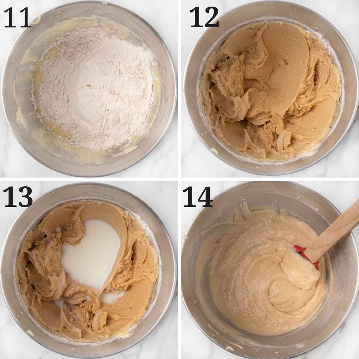 collage showing how to finish making batter.