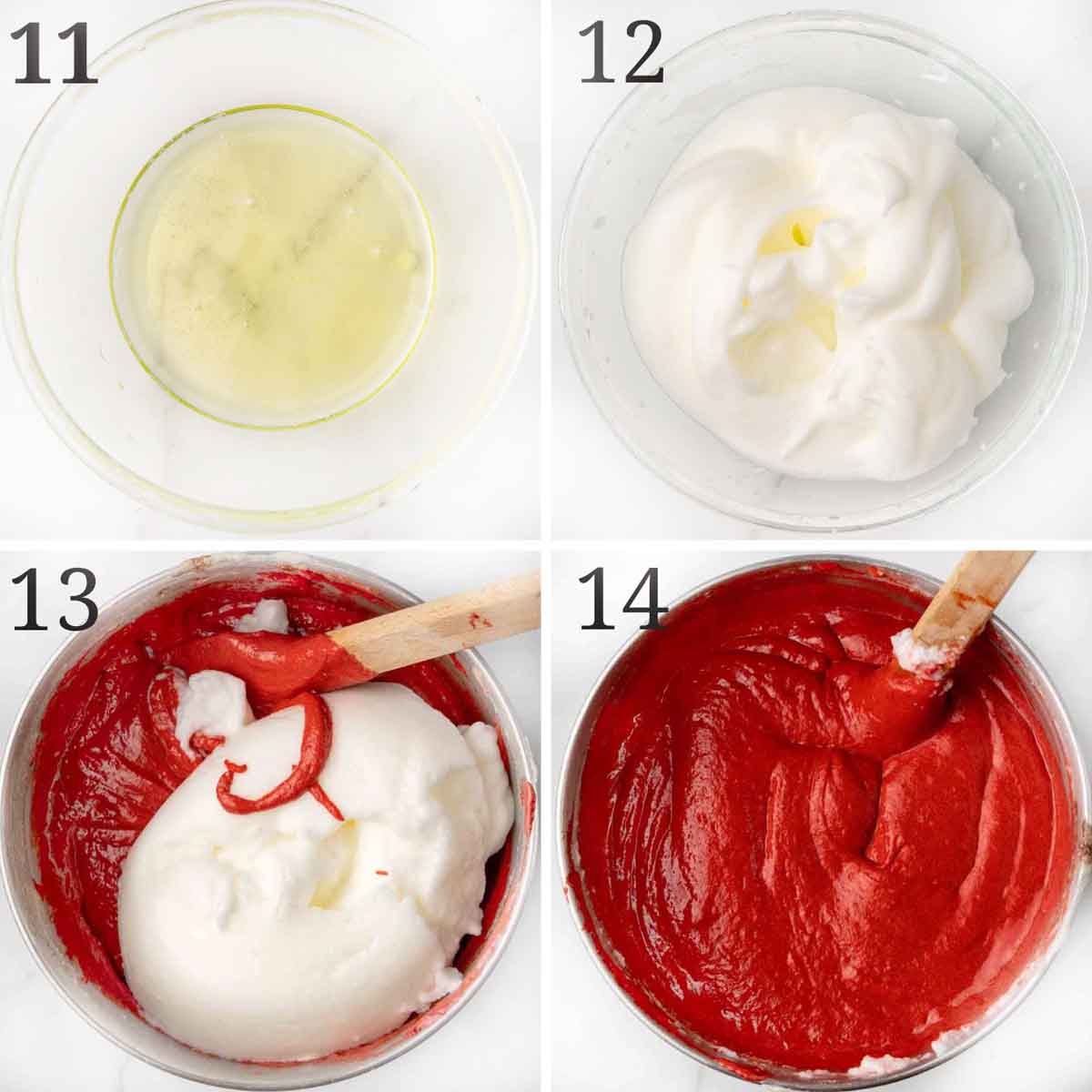 collage showing how finish cake batter