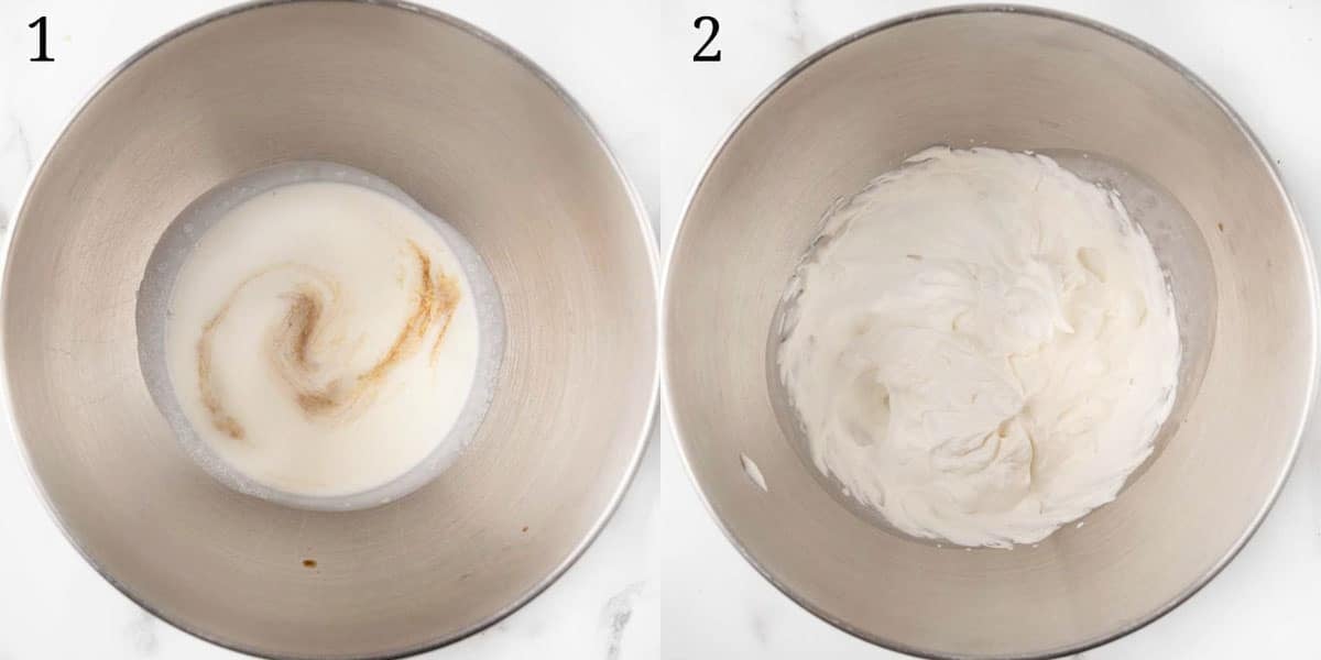 collage showing how to make whipped cream