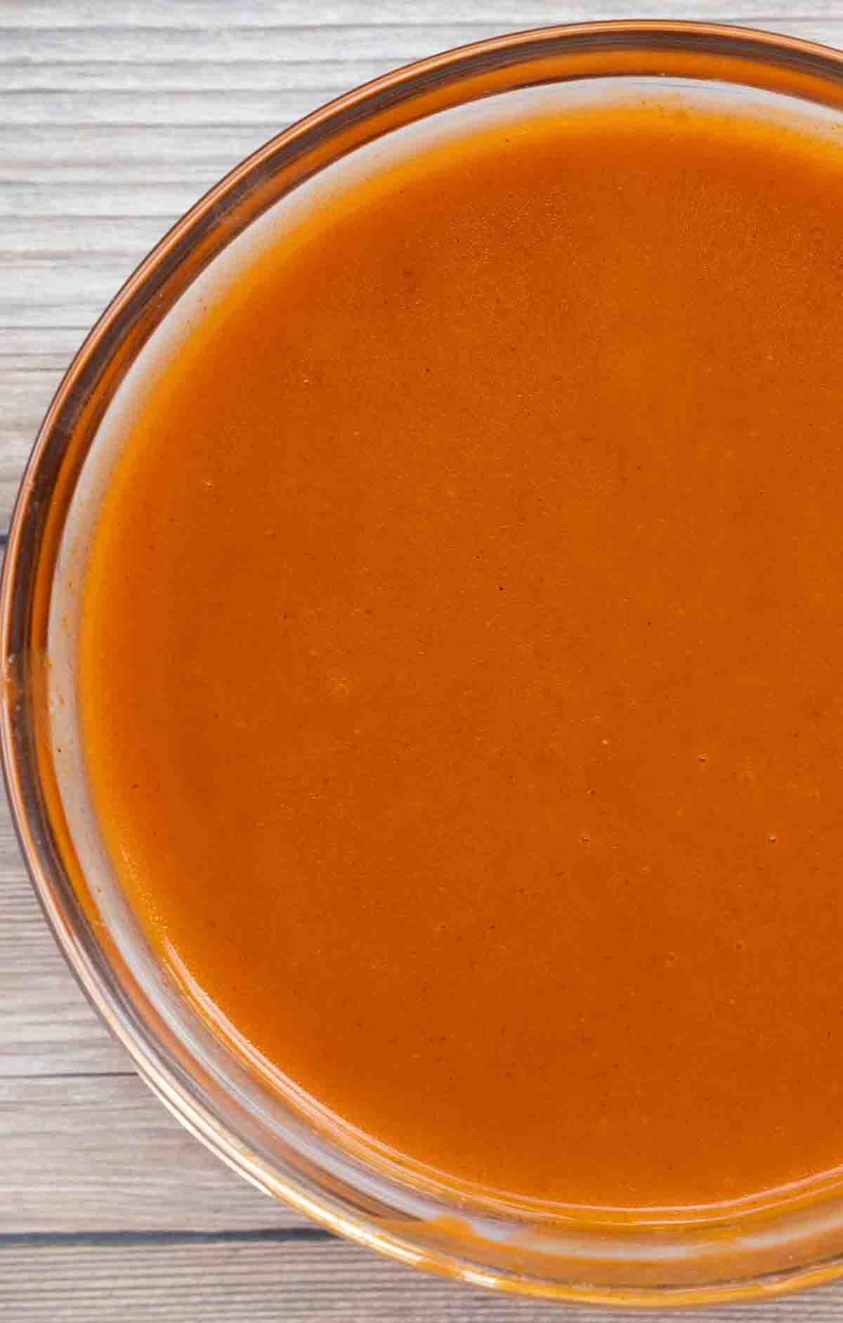 buffalo sauce in a glass bowl