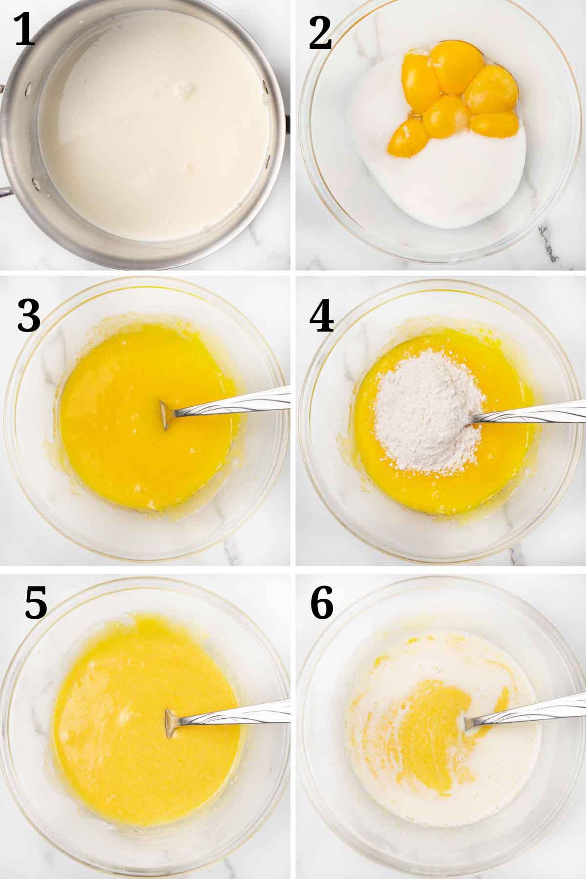 collage showing how to make pastry cream.