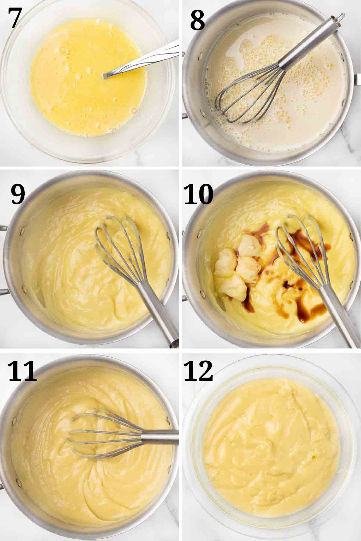 collage showing how to finish making pastry cream.