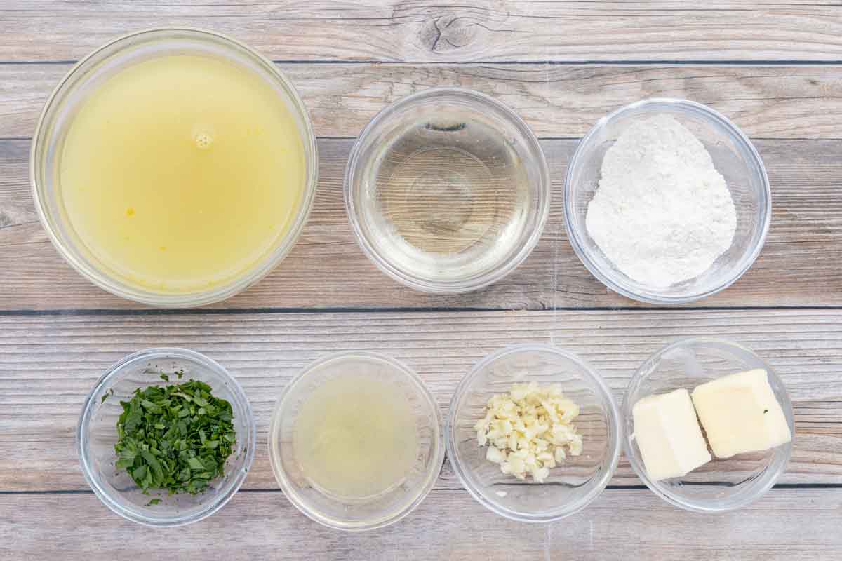Ingredients for lemon butter sauce.