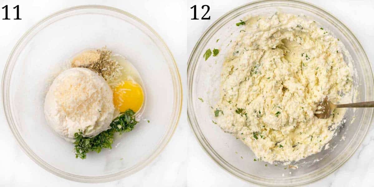 collage showing how to make cheese filling.