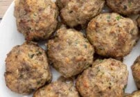Pinterest image for baked meatballs.