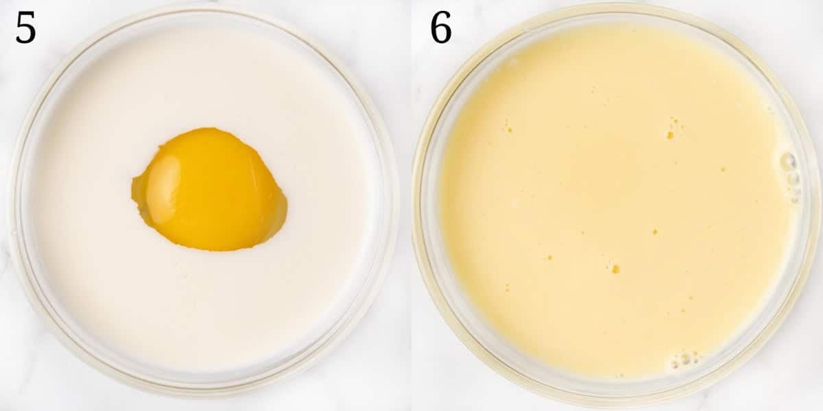 collage showing how to make egg wash.