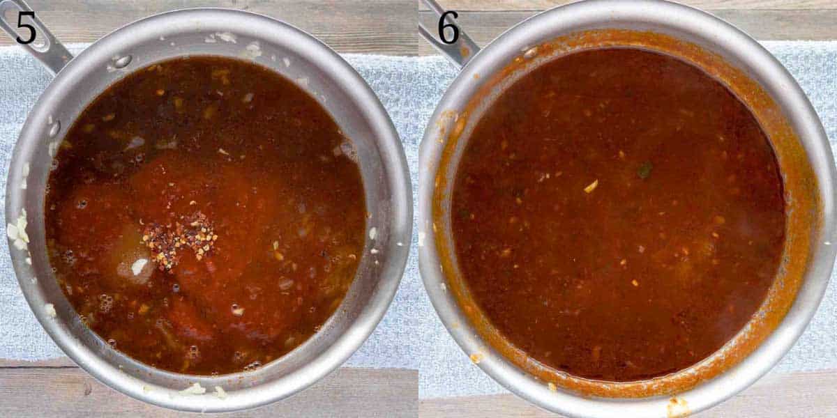 collage showing how to make sauce.