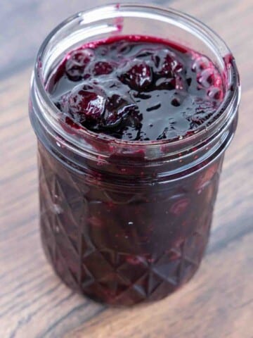 jar of blueberry compote.
