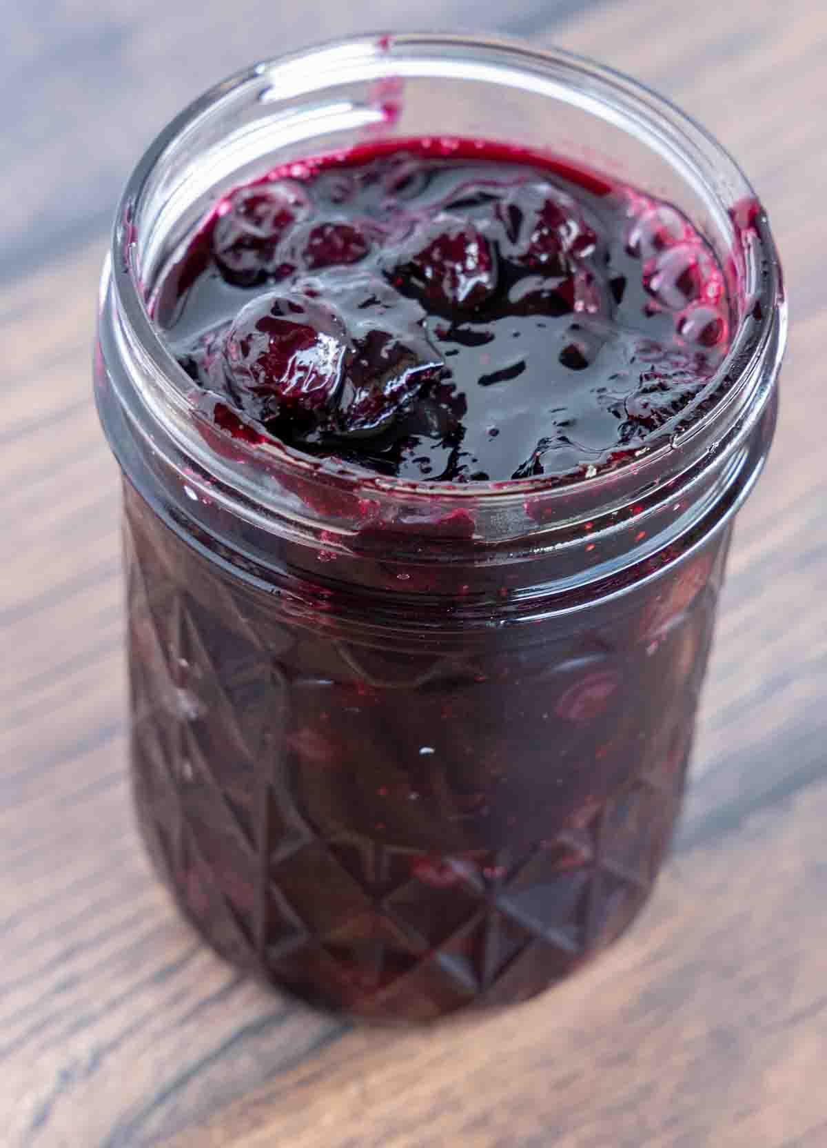 jar of blueberry compote.