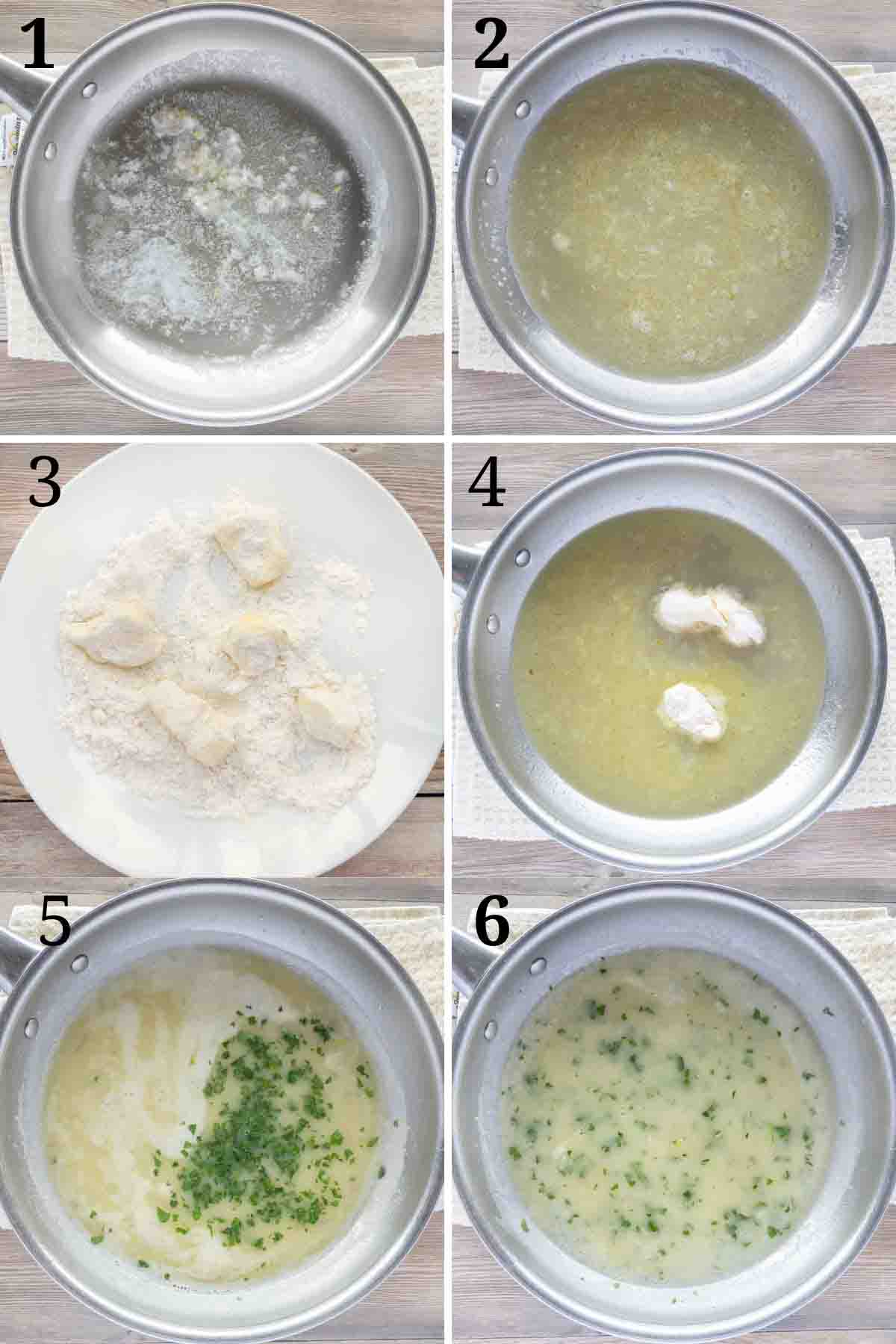 collage showing how to make lemon butter sauce.