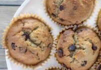 pinterest image for banana chocolate chip muffins.