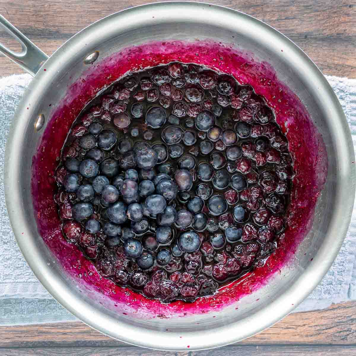 more blueberries added to pan, step 2.