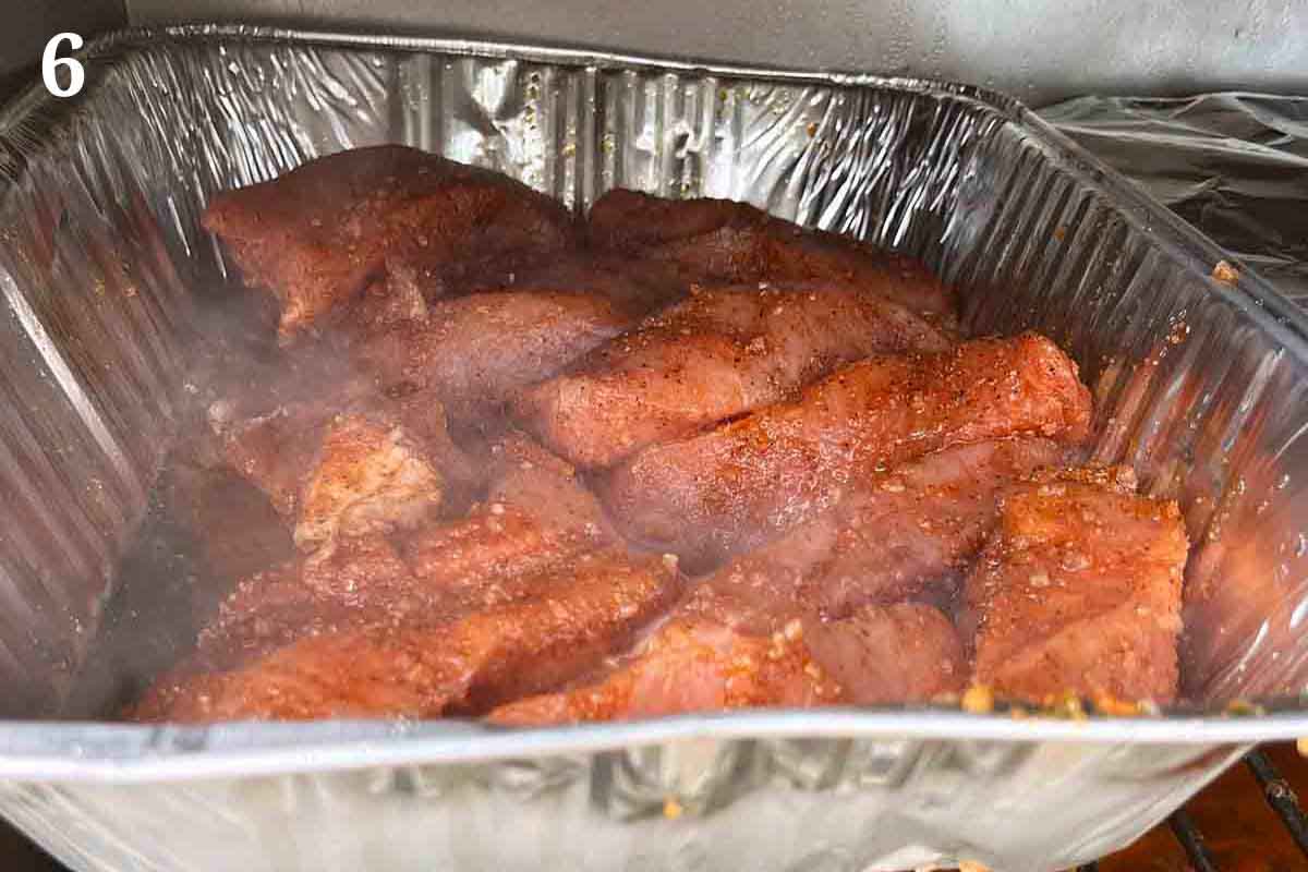 ribs in smoker.