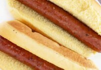 Pinterest image for smoked hot dogs.