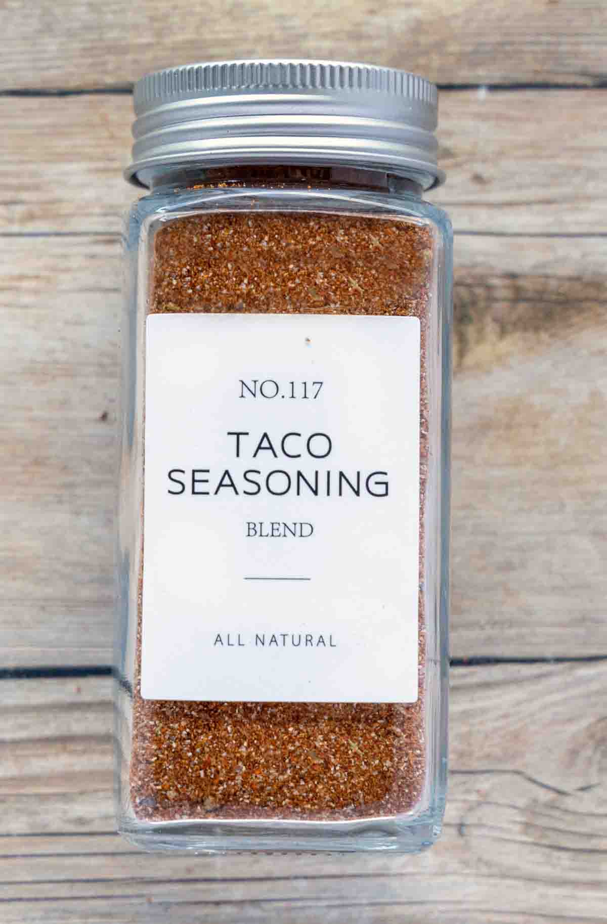 bottle of taco seasoning.
