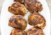 Pinterest image for baked chicken thighs.