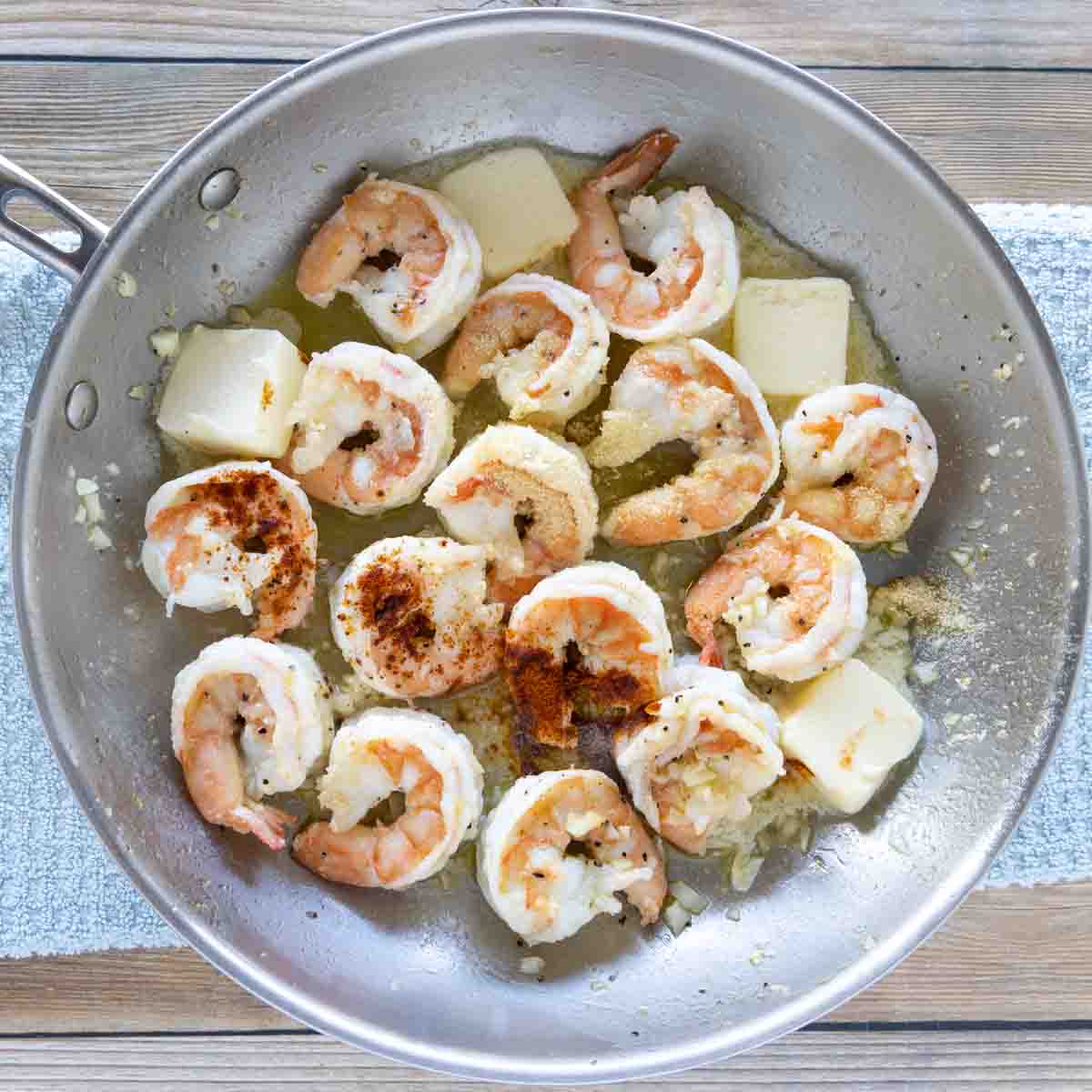 add seasonings, lemon juice and butter to the pan.