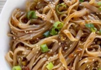 Pinterest image for spicy chili garlic noodles.