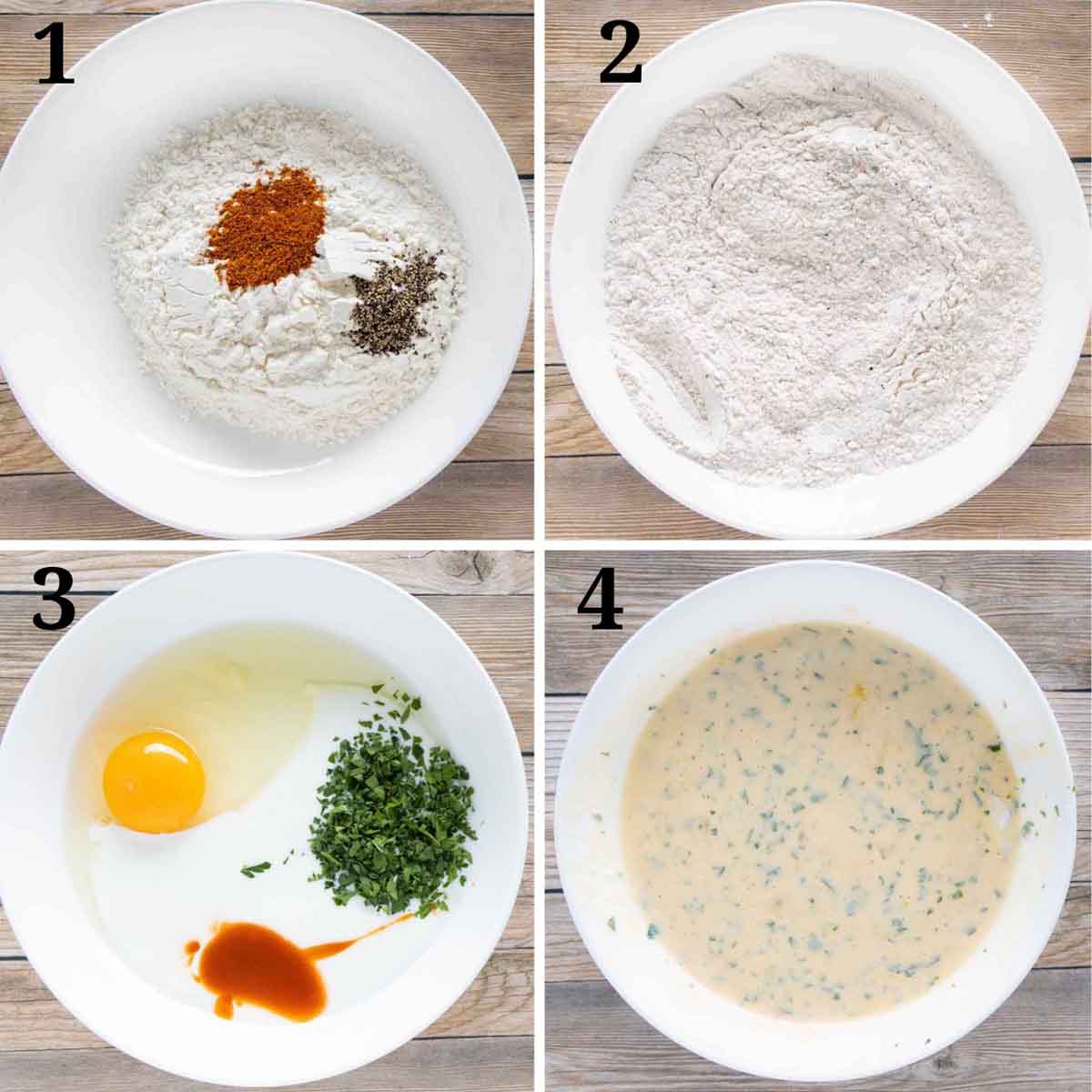 collage showing how to set up breading station.