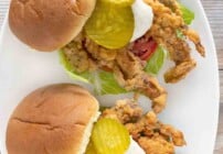 Pinterest image for soft shell crab sandwich.