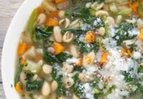 Pinterest image for white bean soup.