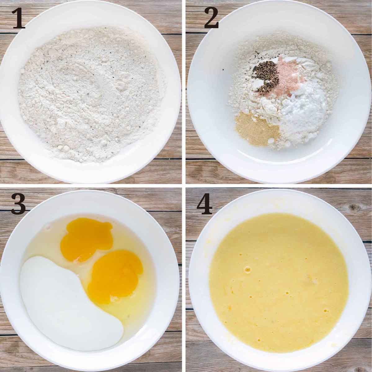 collage showing how to prepare breading station.