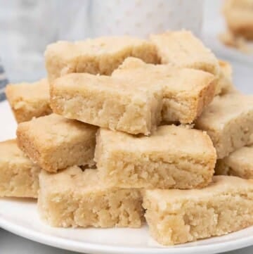 Scottish shortbread on a white plate.