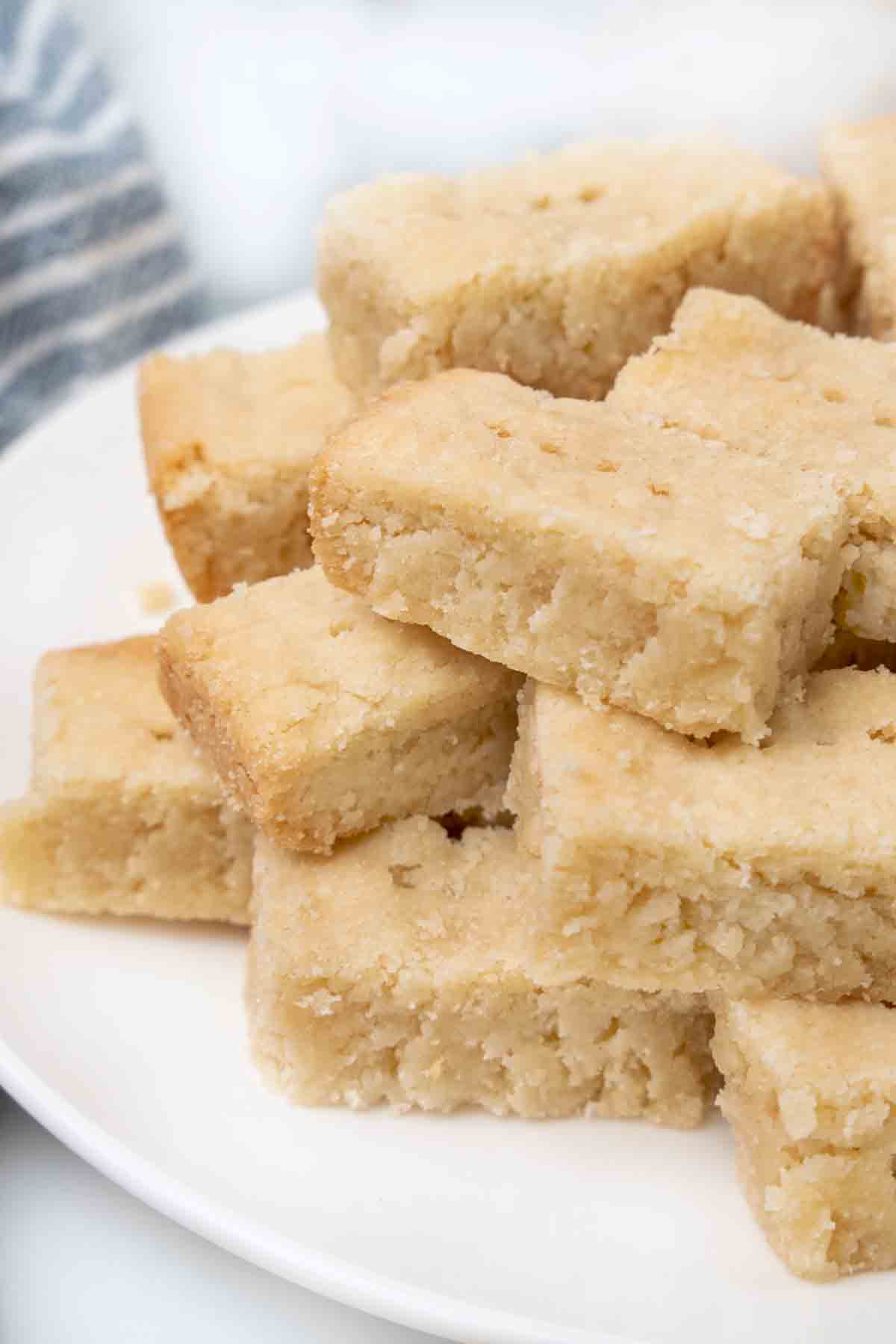 Scottish shortbread on a white plate.