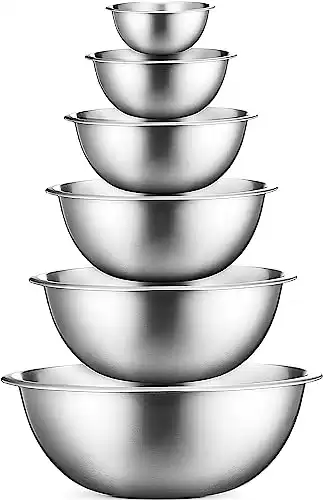 6 Piece Stainless Steel Mixing Bowls