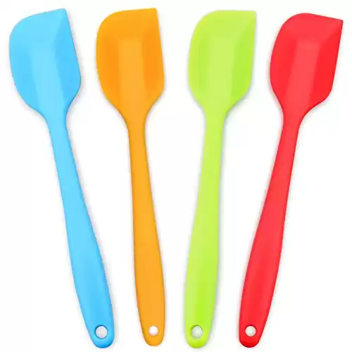 Silicone Spatula 4-piece Set, Heat-Resistant Spatulas, Non-stick Rubber Spatulas with Stainless Steel Core