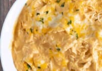Pinterest image for slow cooker buffalo chicken dip.