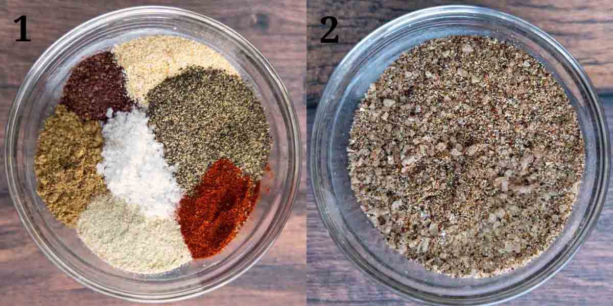 Collage of seasonings for recipe.