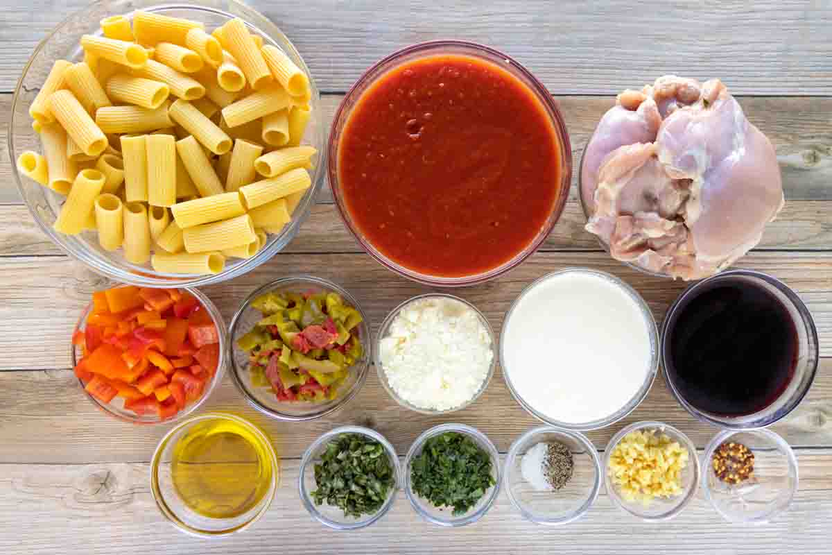 Ingredients to make chicken riggies.