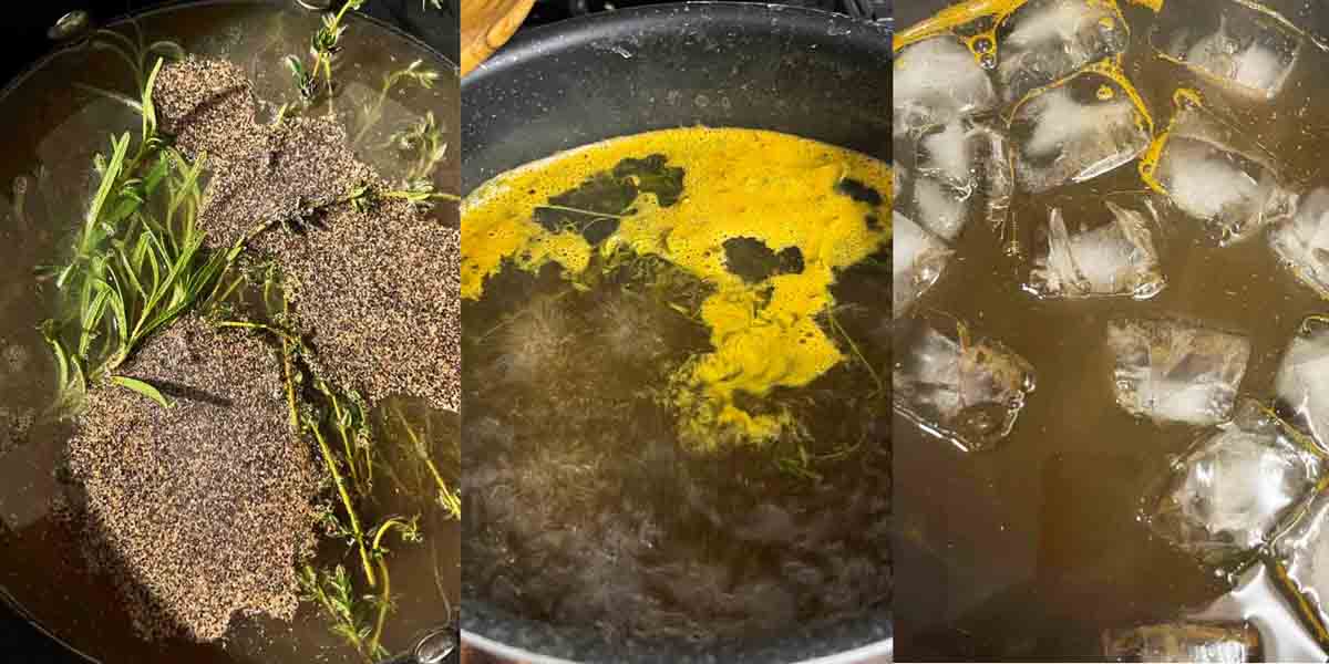 collage showing how to make wet brine.